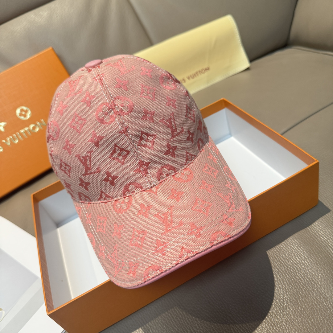 配盒子布袋，LV路易威登新款原单棒球帽，LV牛仔提花，专柜1:1开模订制，原版帆布面料+头层牛皮，轻盈透