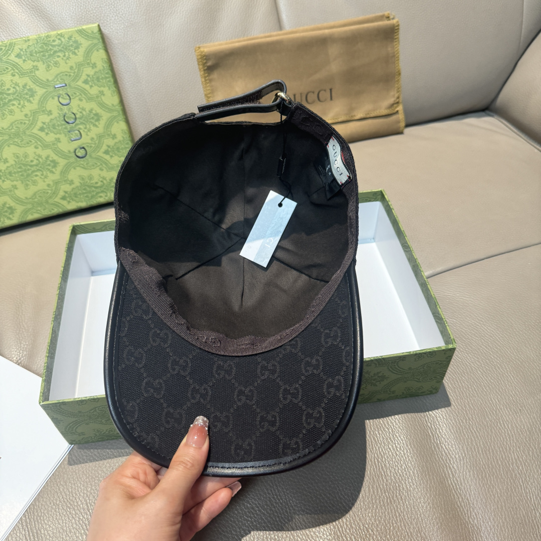 配包装布袋，Gucci(古奇)经典原单棒球帽， 竖条小织带，1:1开模订制，原版帆布料+头层牛皮，真皮包