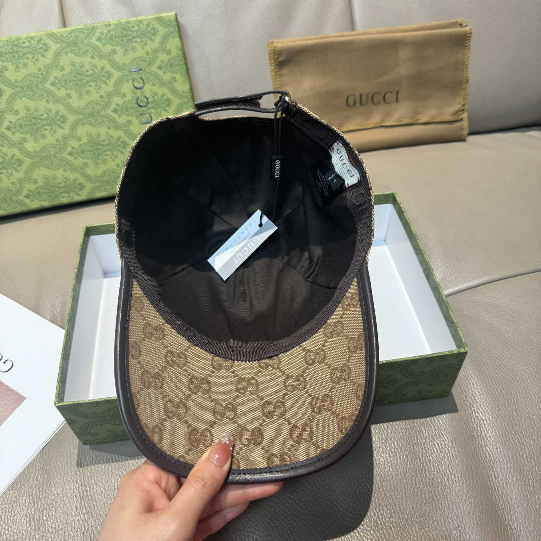 配包装布袋，Gucci(古奇)经典原单棒球帽， 竖条小织带，1:1开模订制，原版帆布料+头层牛皮，真皮包