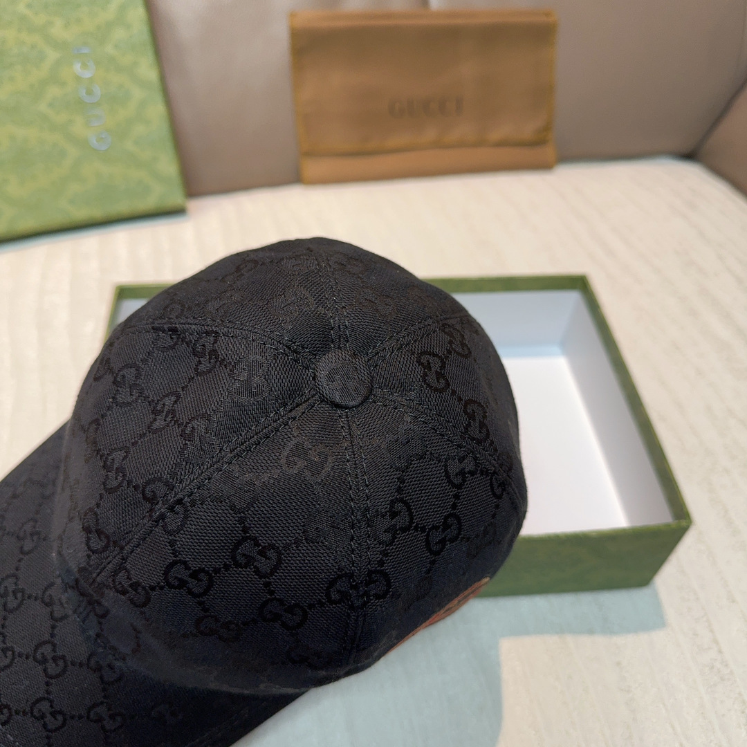 配盒子布袋，Gucci(古奇)新款原单棒球帽，侧面大双G刺绣，1:1开模订制，重工刺绣，细节可媲美专柜，