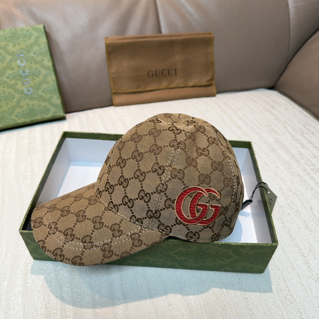 配盒子布袋，Gucci(古奇)新款原单棒球帽，侧面大双G刺绣，1:1开模订制，重工刺绣，细节可媲美专柜，