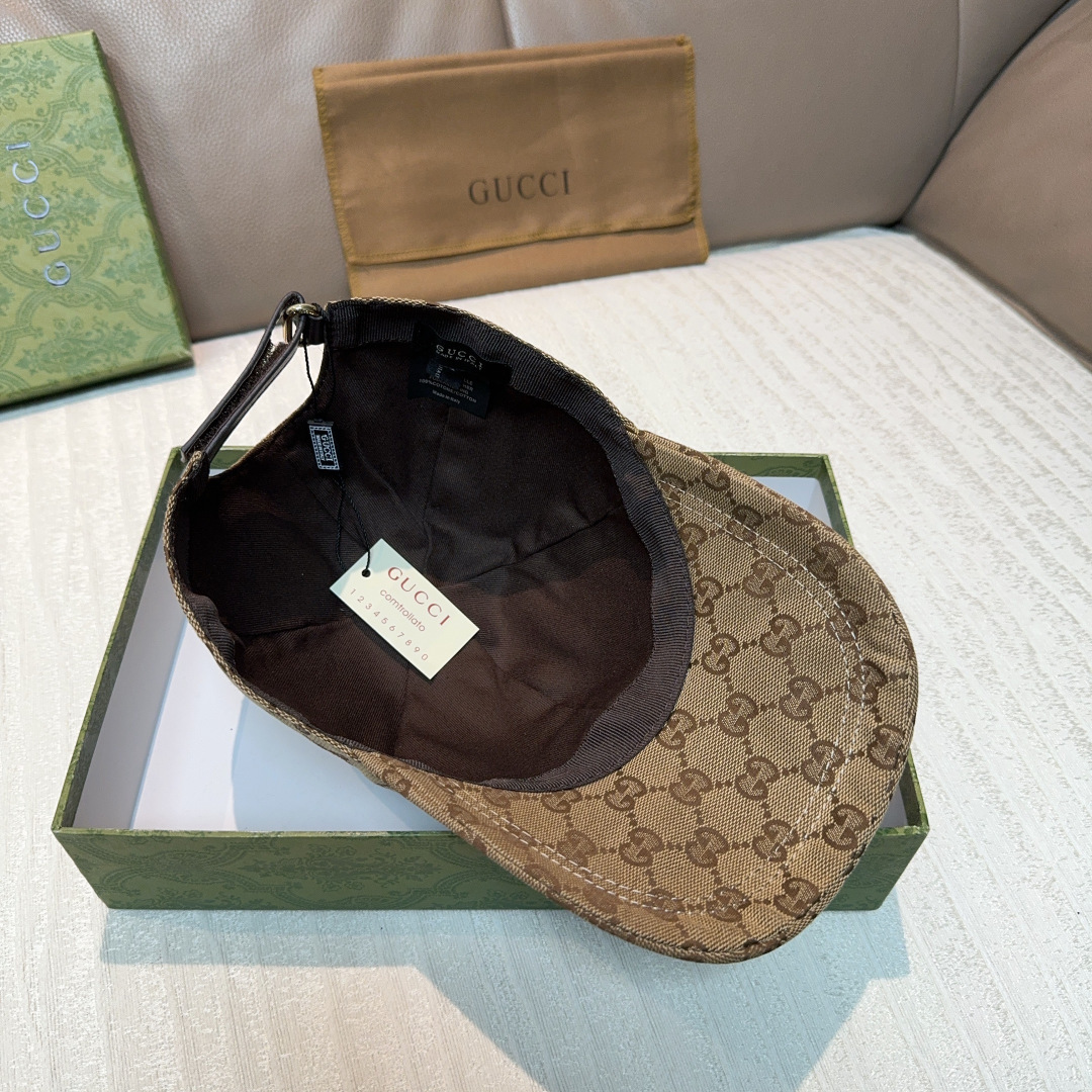 配盒子布袋，Gucci(古奇)新款原单棒球帽，侧面大双G刺绣，1:1开模订制，重工刺绣，细节可媲美专柜，