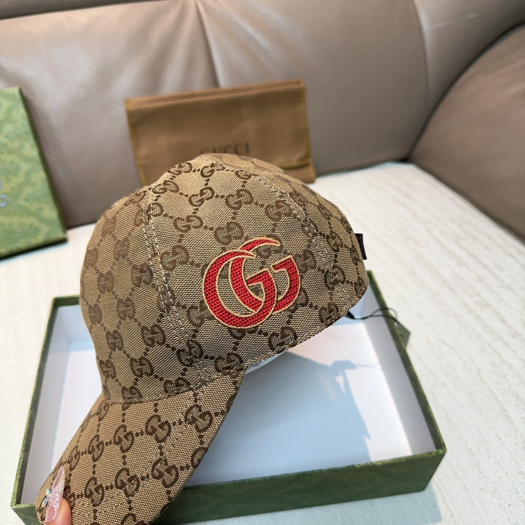 配盒子布袋，Gucci(古奇)新款原单棒球帽，侧面大双G刺绣，1:1开模订制，重工刺绣，细节可媲美专柜，