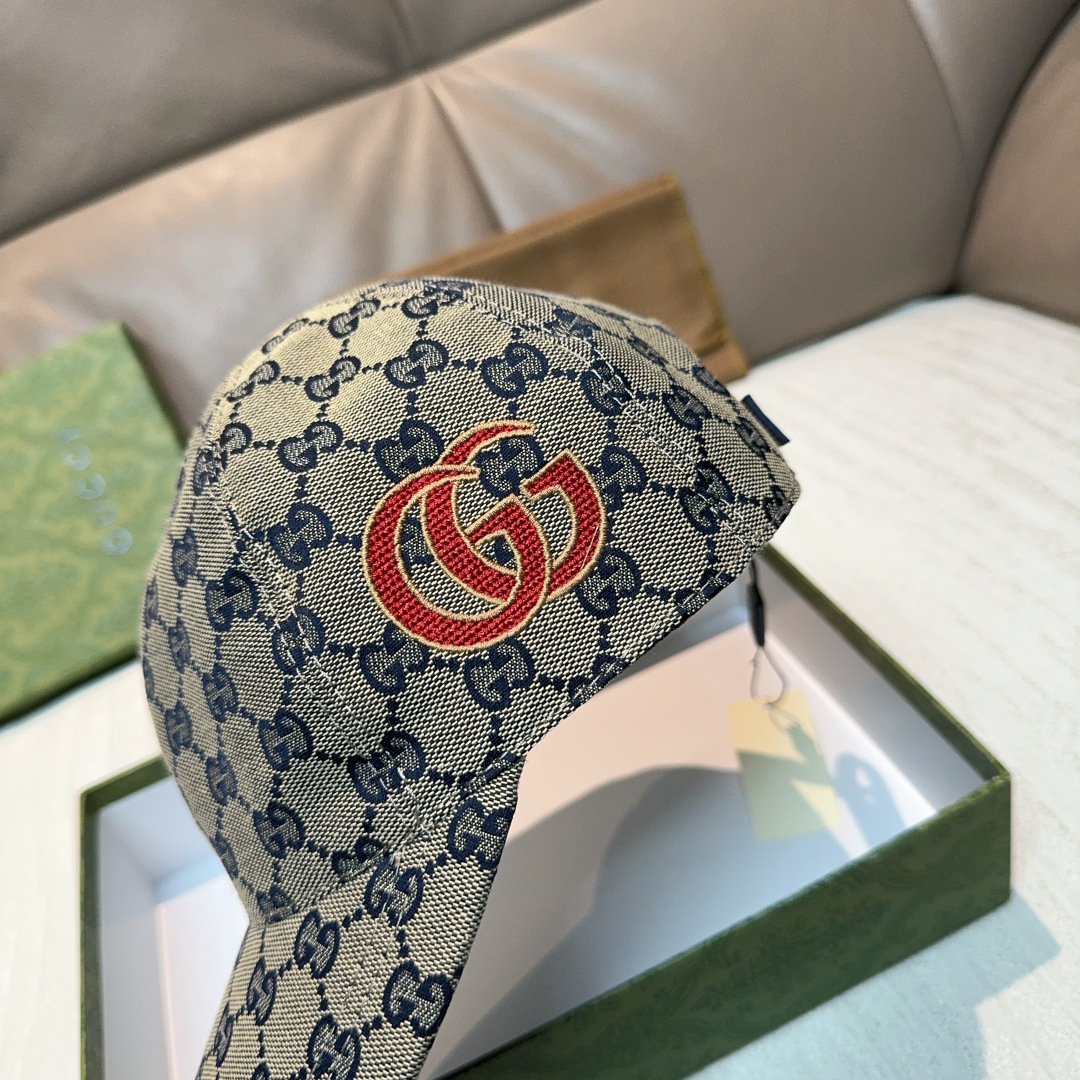 配盒子布袋，Gucci(古奇)新款原单棒球帽，侧面大双G刺绣，1:1开模订制，重工刺绣，细节可媲美专柜，