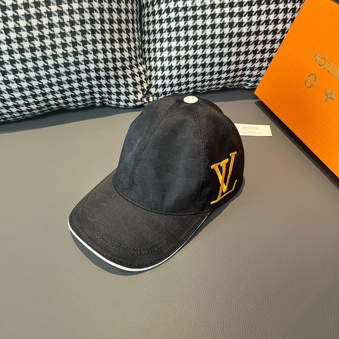 配包装布袋，LV路易威登新款原单棒球帽，经典棋盘格，1:1开模订制，原版专柜布料+头层牛皮，小方格时尚帅