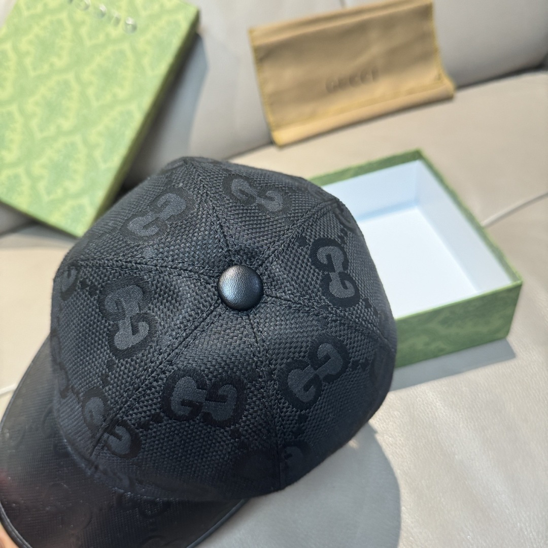 配盒子布袋，Gucci(古奇)新款原单棒球帽， 帆布拼皮，专柜热卖款，1:1开模订制，原版帆布料+头层牛