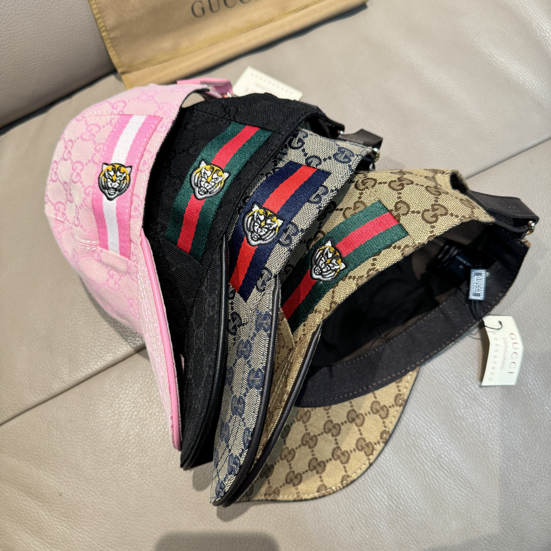 配盒子布袋，Gucci(古奇)新款原单棒球帽， 虎头织带，1:1开模订制，重工刺绣，细节可媲美专柜，原版