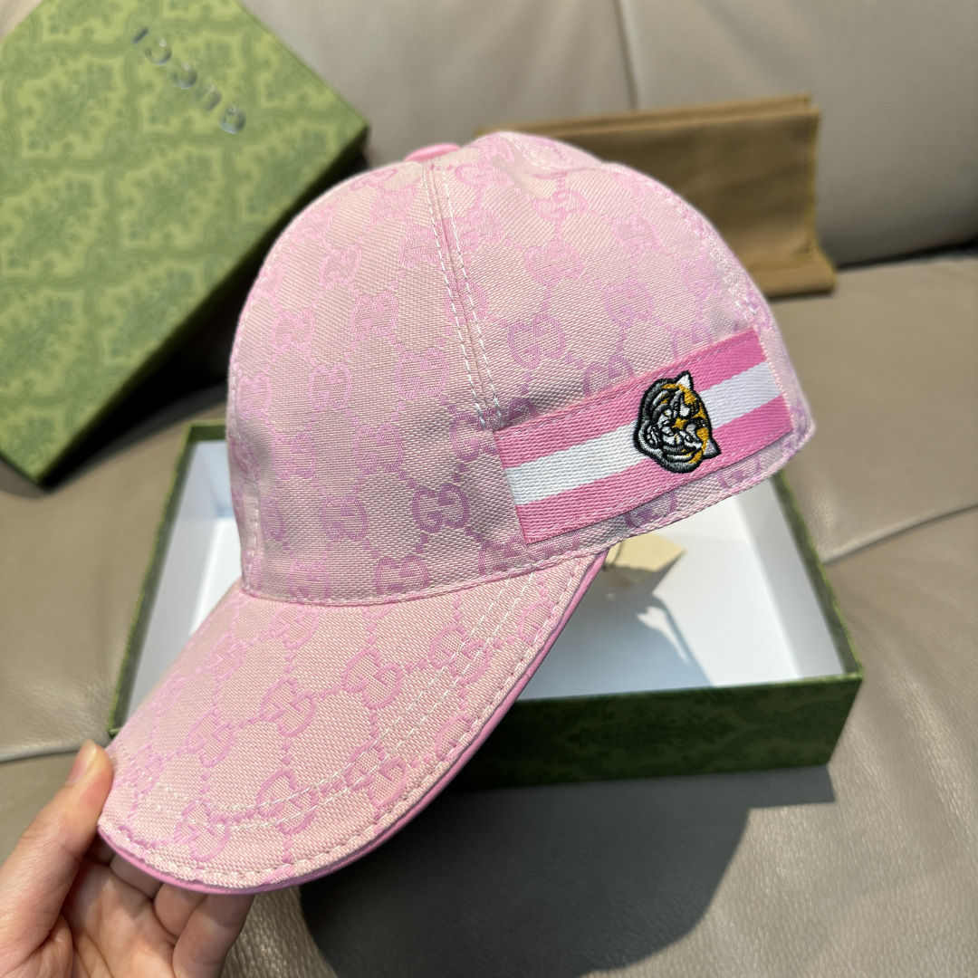 配盒子布袋，Gucci(古奇)新款原单棒球帽， 虎头织带，1:1开模订制，重工刺绣，细节可媲美专柜，原版