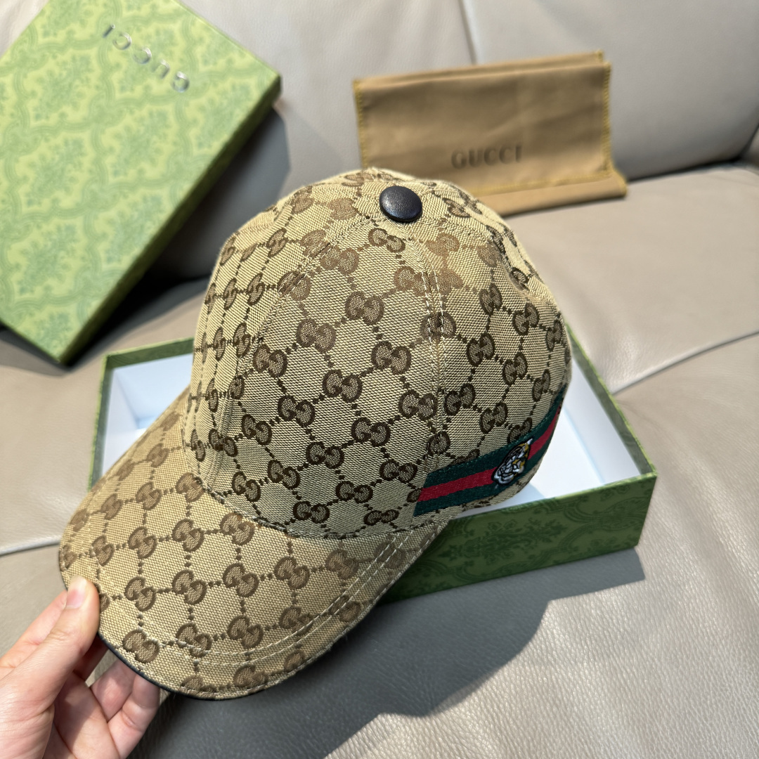 配盒子布袋，Gucci(古奇)新款原单棒球帽， 虎头织带，1:1开模订制，重工刺绣，细节可媲美专柜，原版