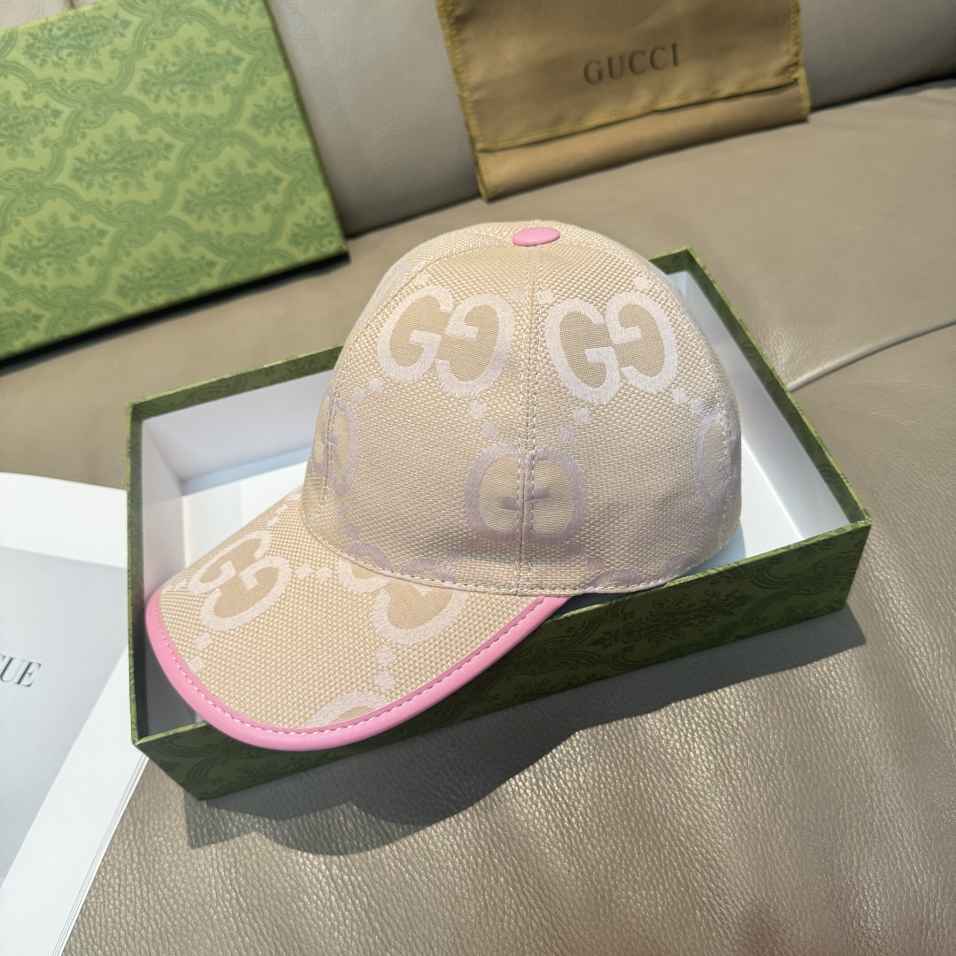 Gucci 配包装布袋 Gucci古奇新款 棒球帽 糖果色大双G 1:1开模订制 帆布面料+头层牛皮