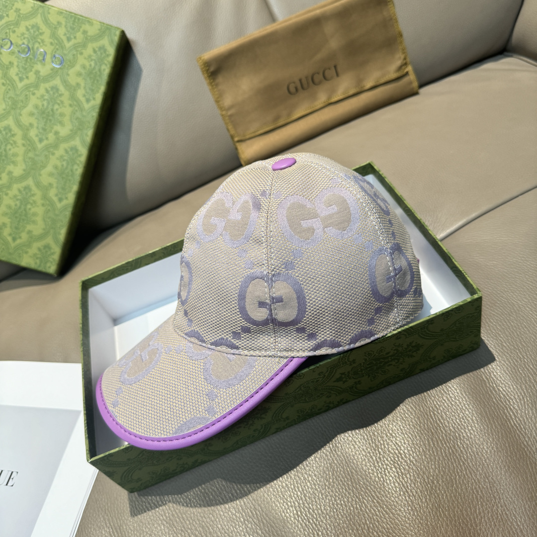 Gucci 配包装布袋 Gucci古奇新款 棒球帽 糖果色大双G 1:1开模订制 帆布面料+头层牛皮