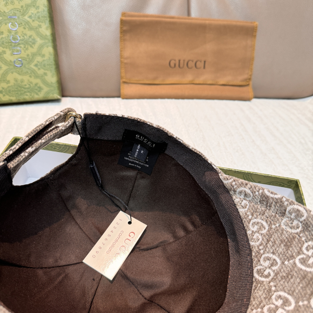 官网新款出货配包装布袋，Gucci古奇2025秋冬新款原单棒球帽， 尼绒双G提花，专柜1:1开模订制，完