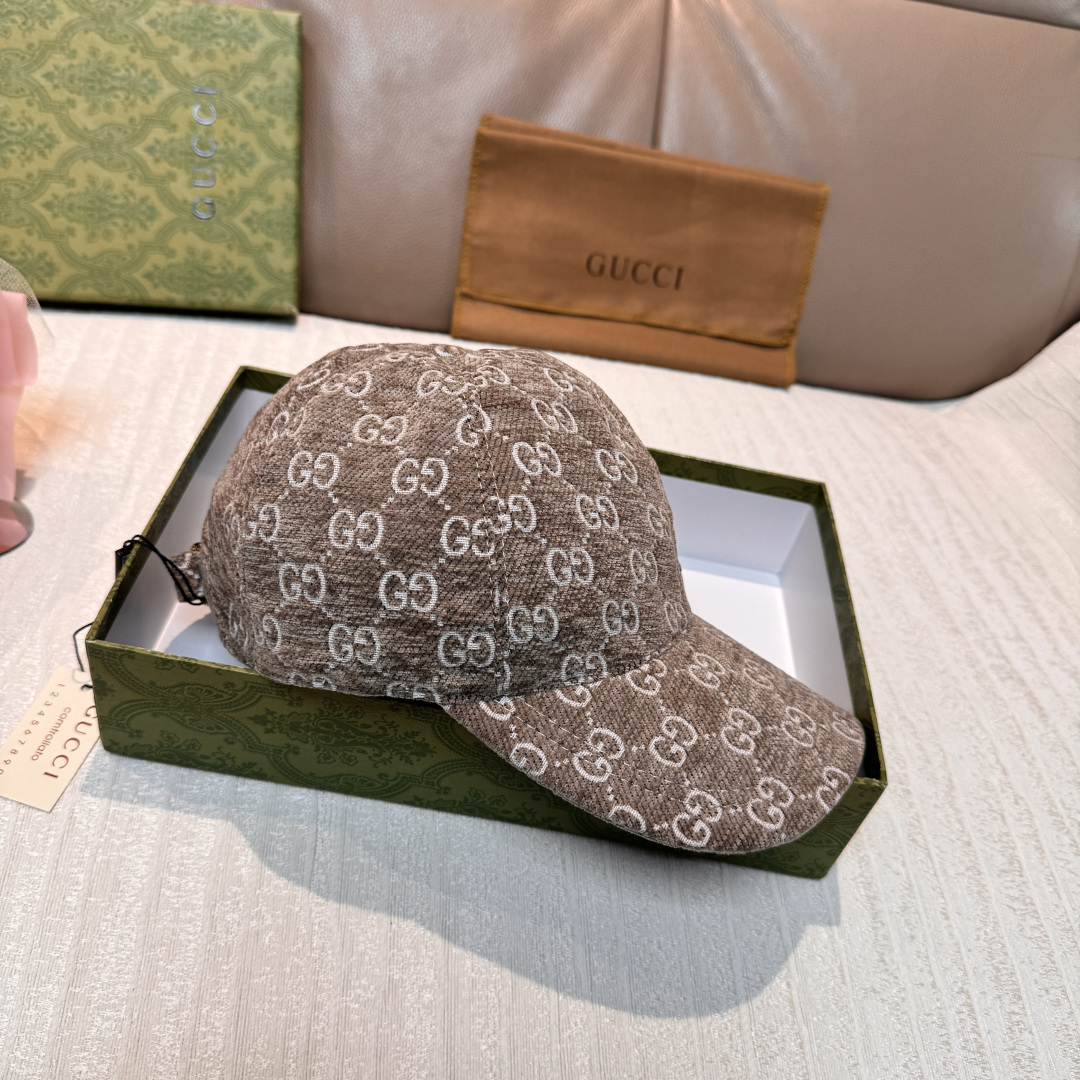 Gucci 配包装布袋 Gucci古奇2025秋冬新款 棒球帽 尼绒双G提花 1:1开模订制