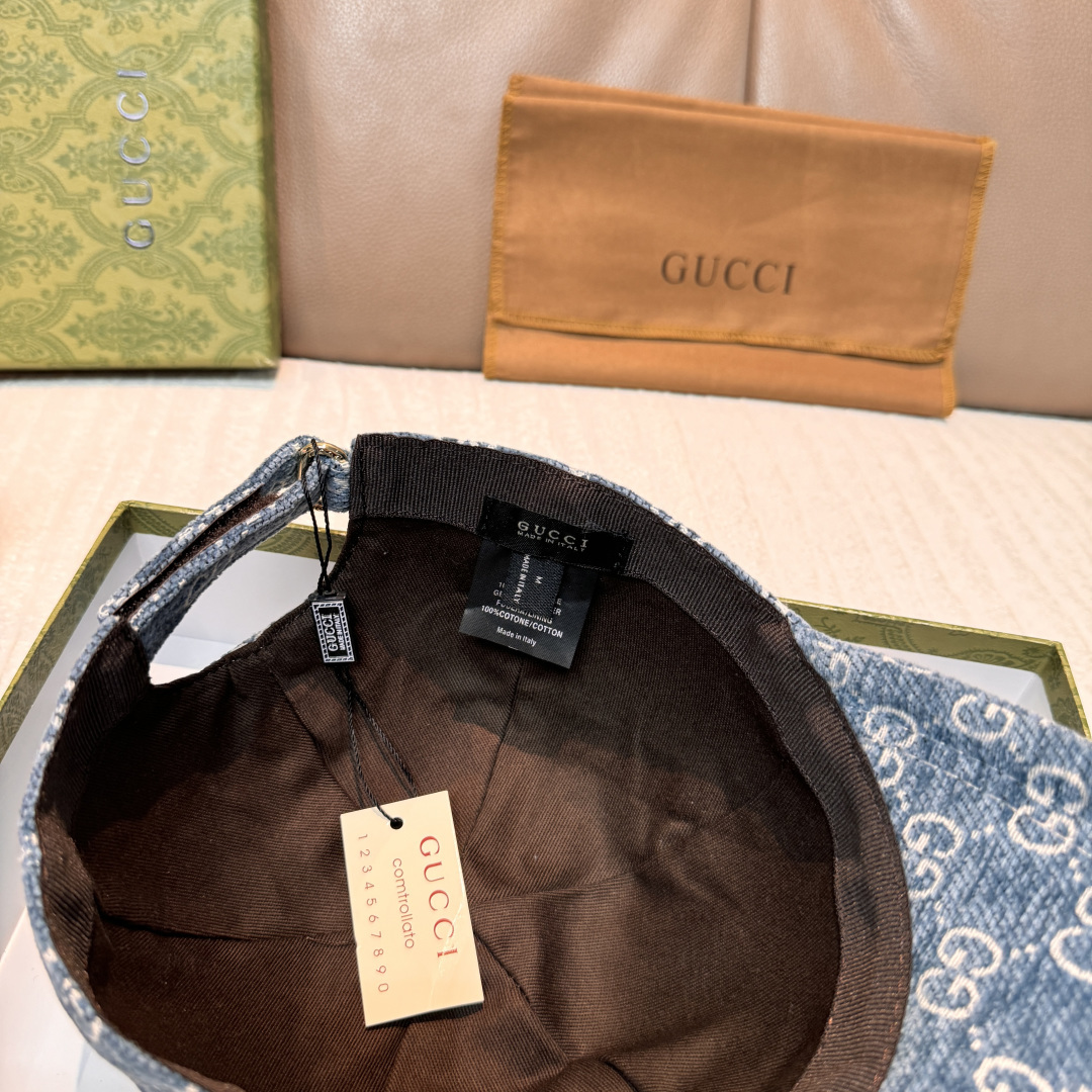 官网新款出货配包装布袋，Gucci古奇2025秋冬新款原单棒球帽， 尼绒双G提花，专柜1:1开模订制，完