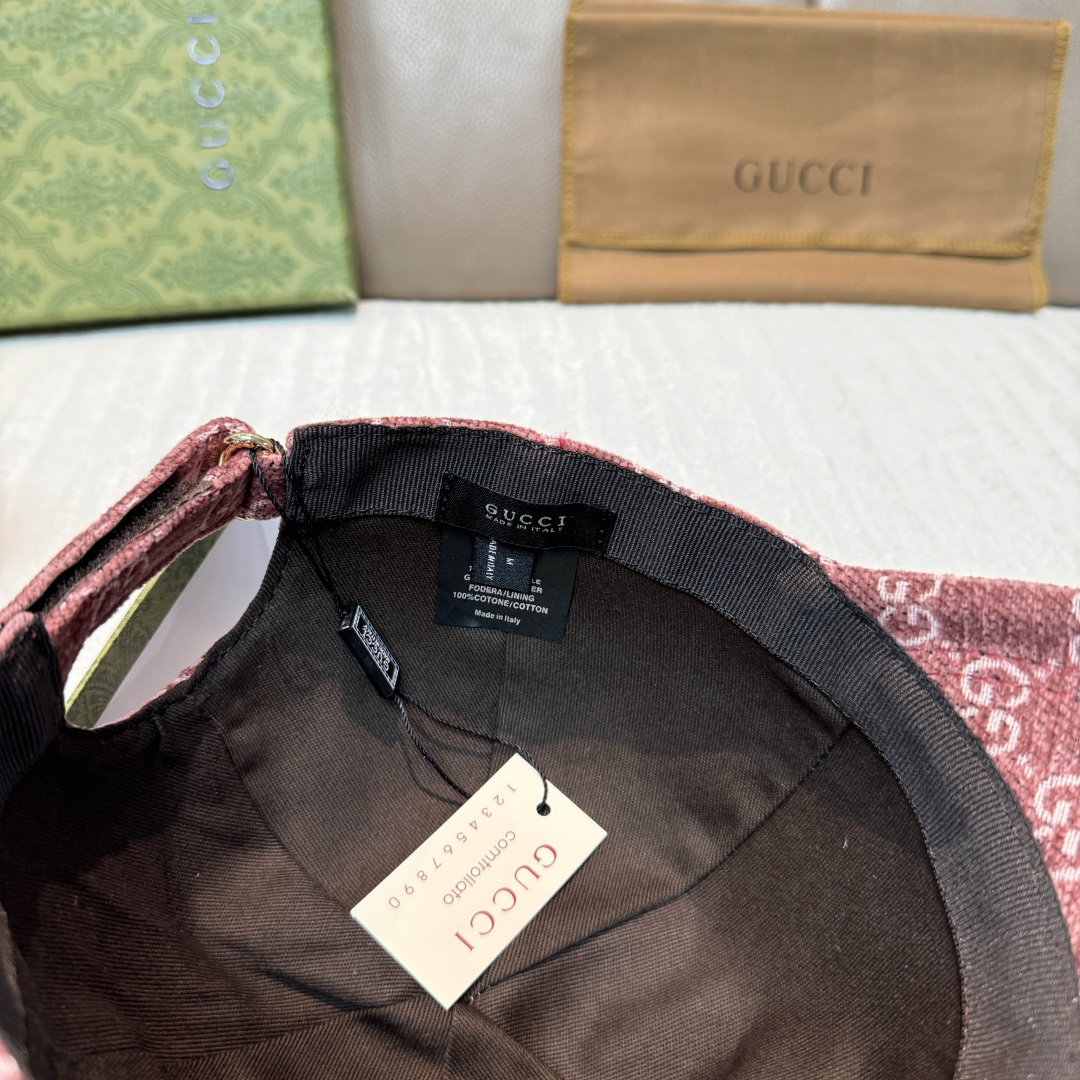 官网新款出货配包装布袋，Gucci古奇2025秋冬新款原单棒球帽， 尼绒双G提花，专柜1:1开模订制，完