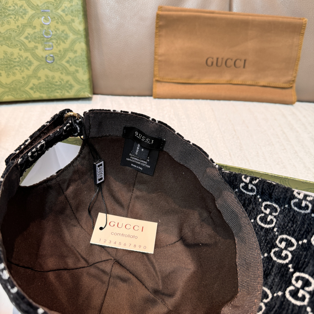 官网新款出货配包装布袋，Gucci古奇2025秋冬新款原单棒球帽， 尼绒双G提花，专柜1:1开模订制，完
