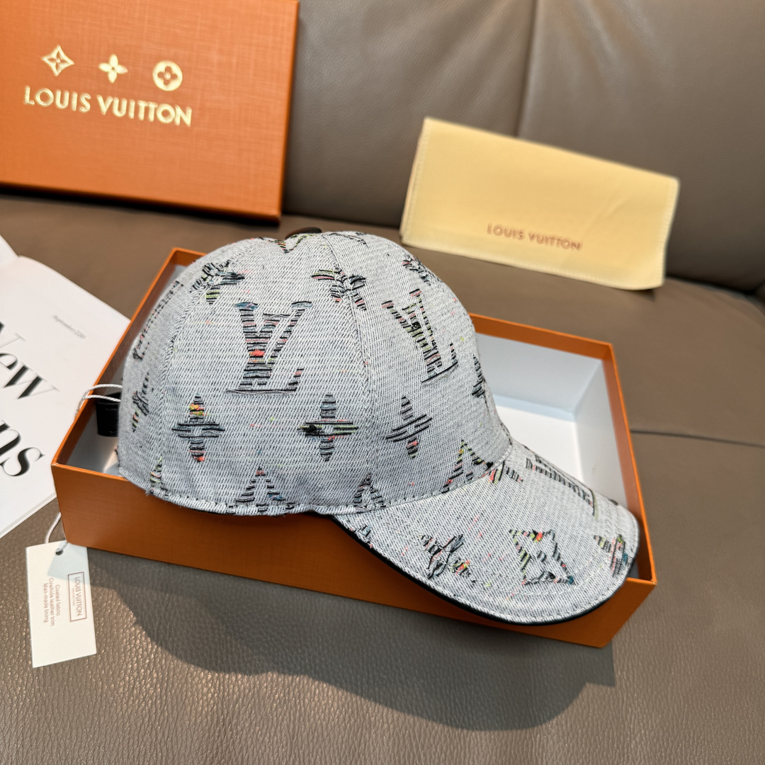 Louis Vuitton 配盒子布袋 LV(路易威登)新款 棒球帽 大logo提花 1:1开模订制 牛仔布料
