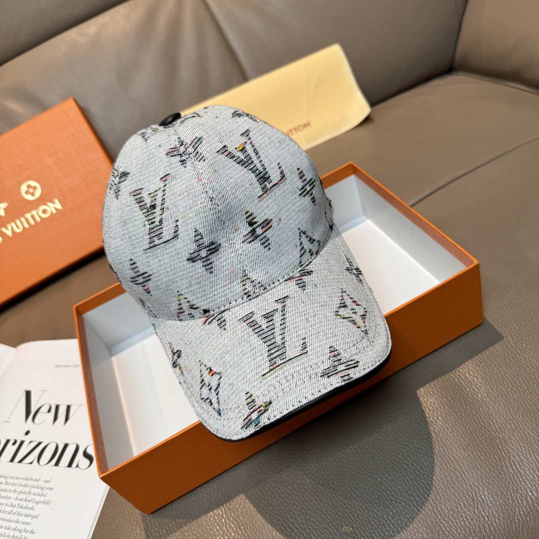 Louis Vuitton 配盒子布袋 LV(路易威登)新款 棒球帽 大logo提花 1:1开模订制 牛仔布料
