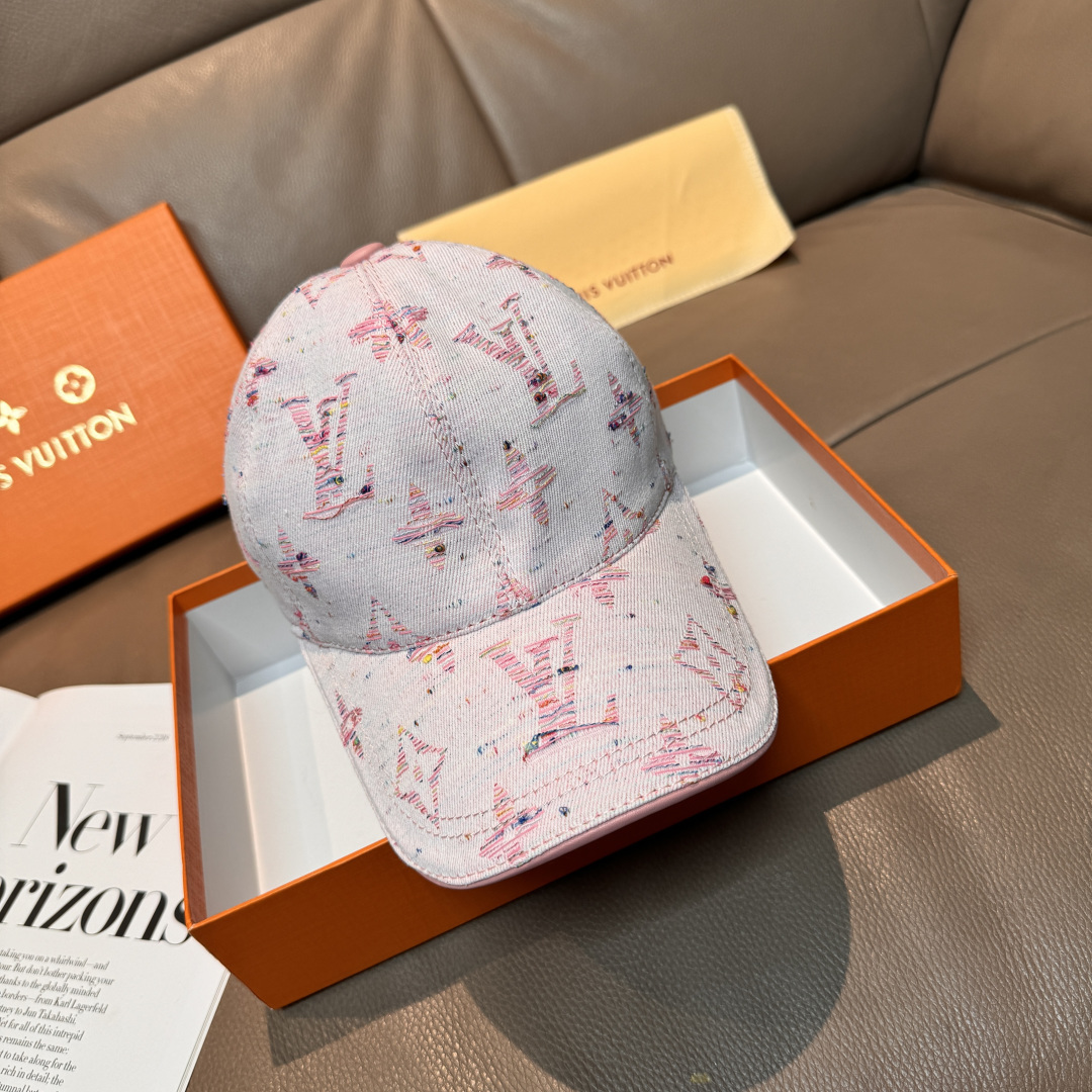 Louis Vuitton 配盒子布袋 LV(路易威登)新款 棒球帽 大logo提花 1:1开模订制 牛仔布料