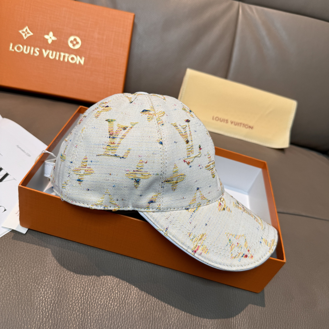 Louis Vuitton 配盒子布袋 LV(路易威登)新款 棒球帽 大logo提花 1:1开模订制 牛仔布料