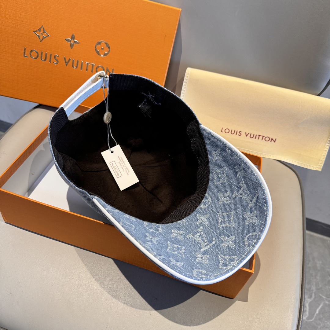 配盒子布袋，LV路易威登新款原单棒球帽，LV牛仔提花，专柜1:1开模订制，原版帆布面料+头层牛皮，轻盈透