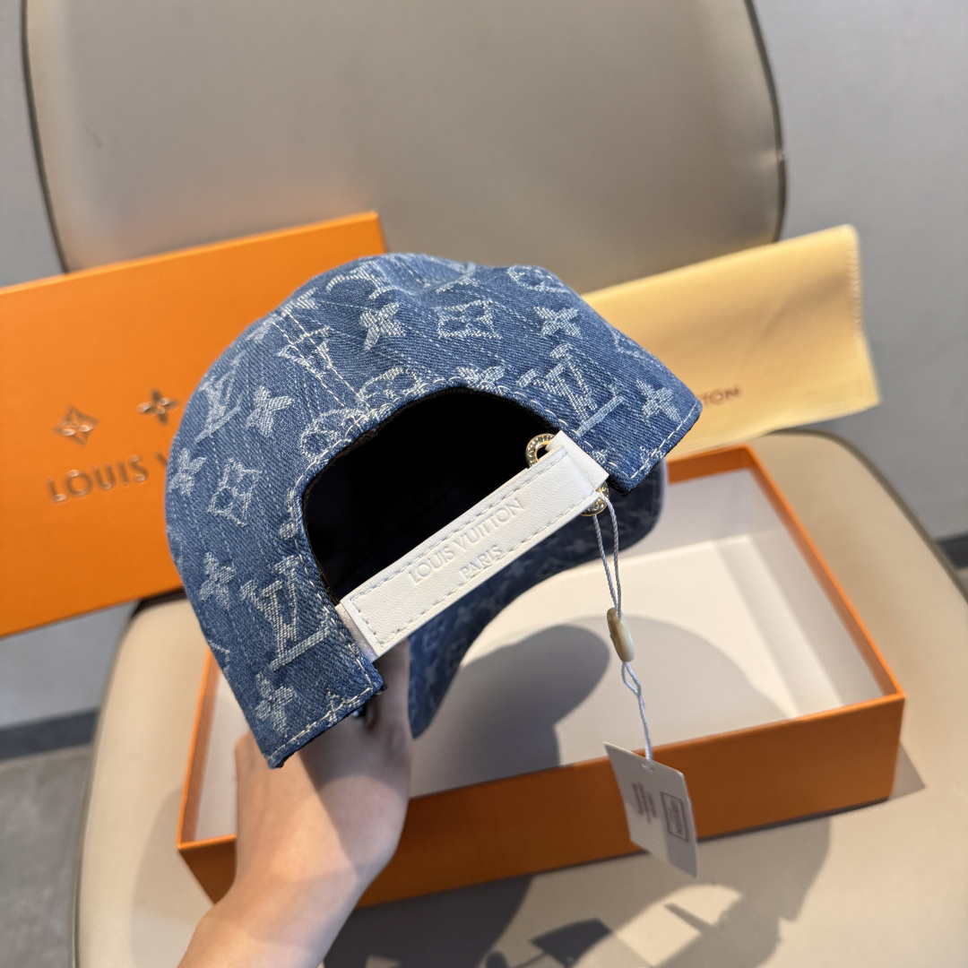 配盒子布袋，LV路易威登新款原单棒球帽，LV牛仔提花，专柜1:1开模订制，原版帆布面料+头层牛皮，轻盈透