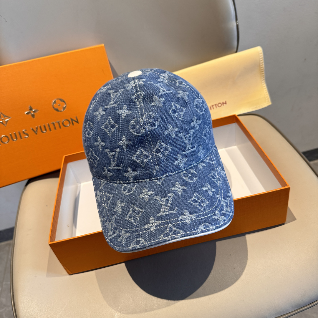配盒子布袋，LV路易威登新款原单棒球帽，LV牛仔提花，专柜1:1开模订制，原版帆布面料+头层牛皮，轻盈透
