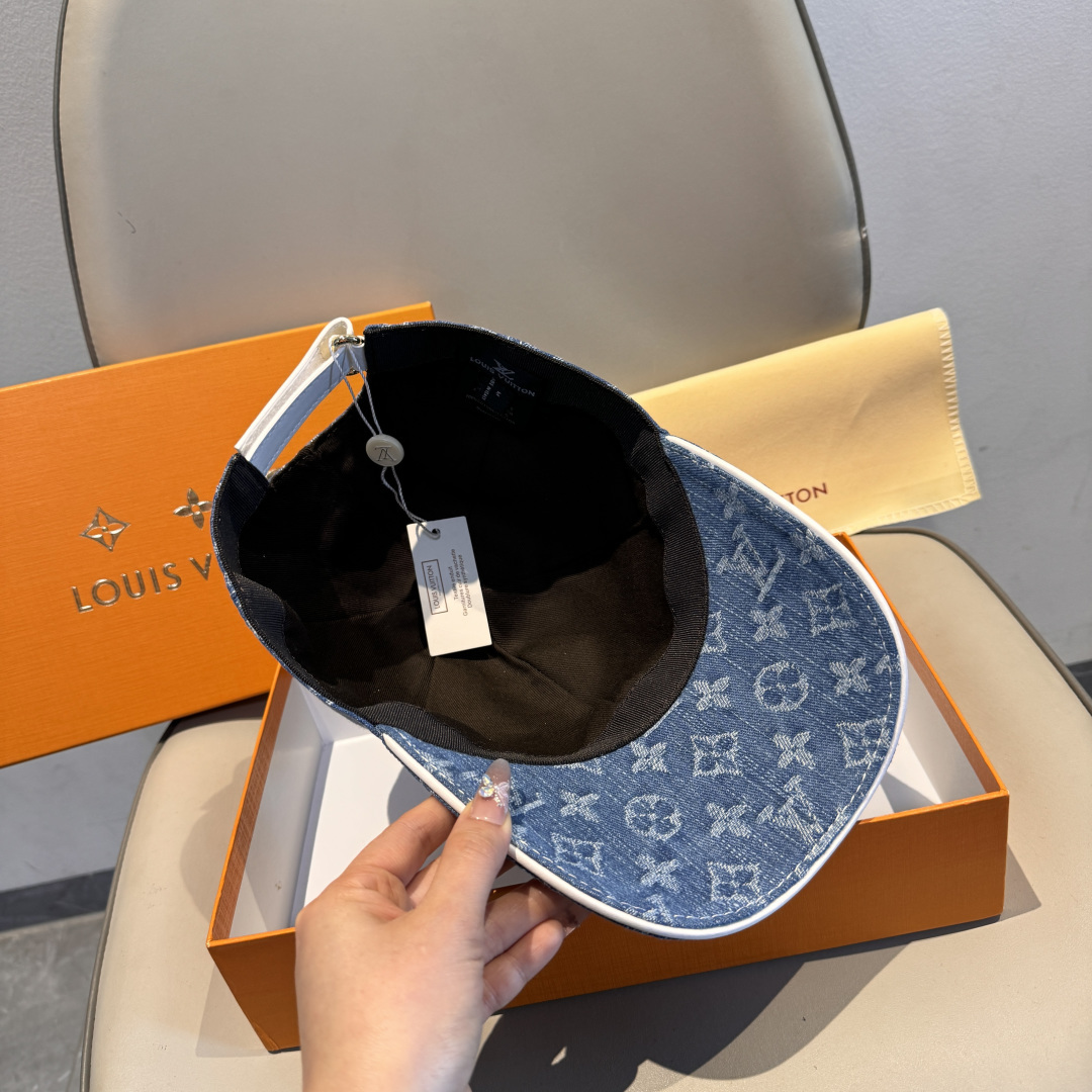 配盒子布袋，LV路易威登新款原单棒球帽，LV牛仔提花，专柜1:1开模订制，原版帆布面料+头层牛皮，轻盈透