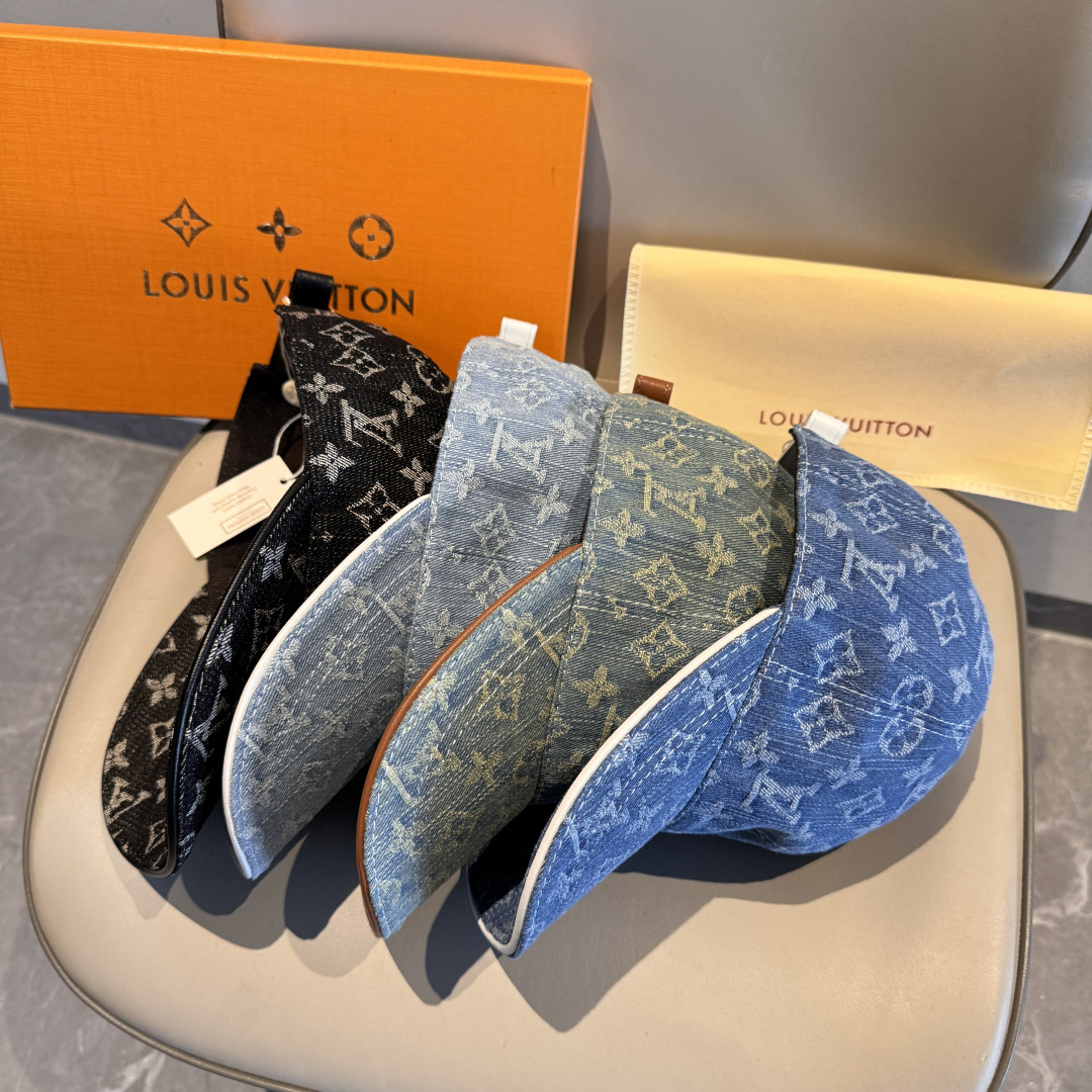 配盒子布袋，LV路易威登新款原单棒球帽，LV牛仔提花，专柜1:1开模订制，原版帆布面料+头层牛皮，轻盈透