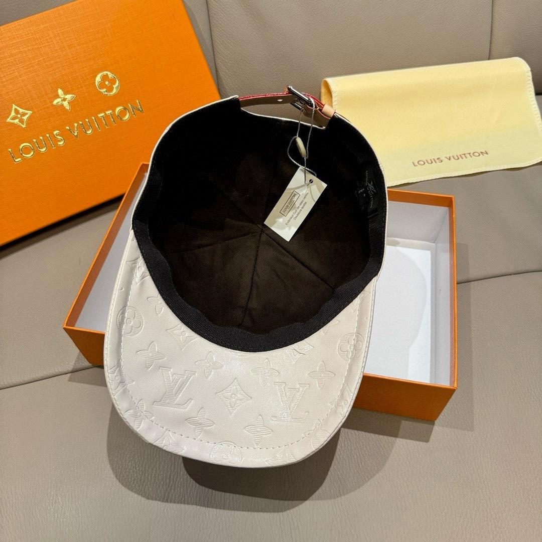 Louis Vuitton 配盒子布袋 LV路易威登新款 棒球帽 真皮印花 1:1开模订制 精准对花 头层牛皮+纯棉内里