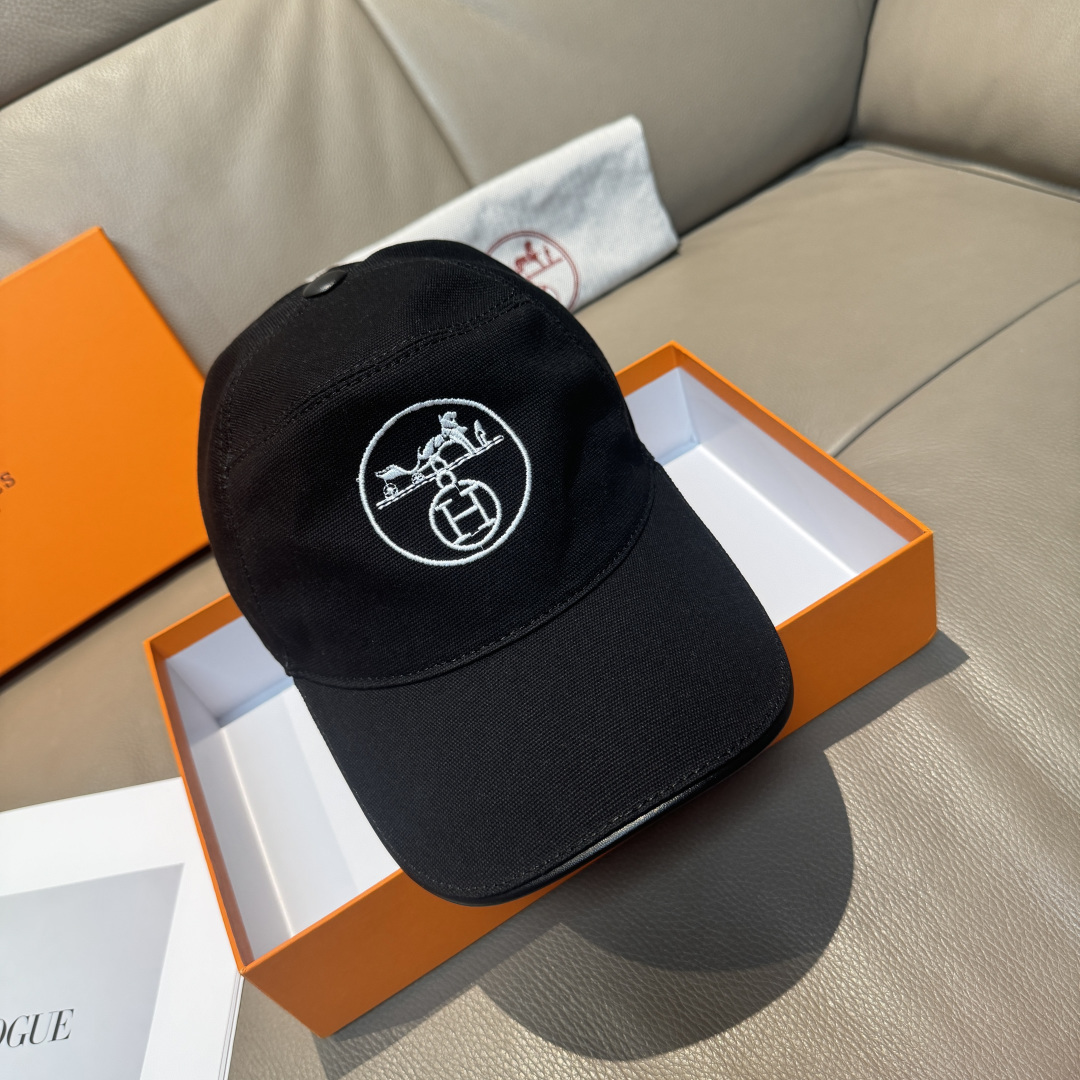 Hermès 配盒子布袋 HERMÈS (爱马仕) 棒球帽 H 开模订制 透气帆布面料+头层牛皮