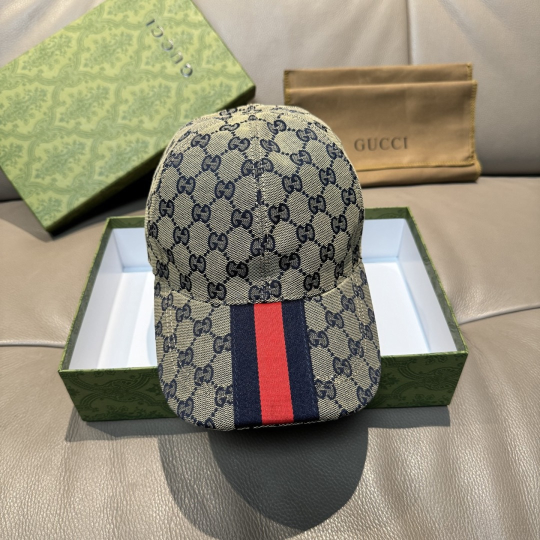 Gucci 配盒子布袋 Gucci(古奇)最新 棒球帽 宽版织带 1:1开模订制 帆布料+头层牛皮