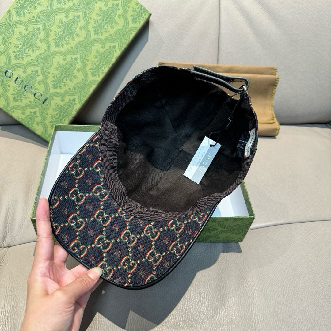 Gucci 配盒子布袋 Gucci(古奇)新款 棒球帽 双G昆虫印花 1:1 进口帆布+头层牛皮