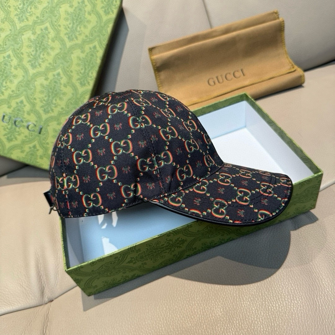 Gucci 配盒子布袋 Gucci(古奇)新款 棒球帽 双G昆虫印花 1:1 进口帆布+头层牛皮