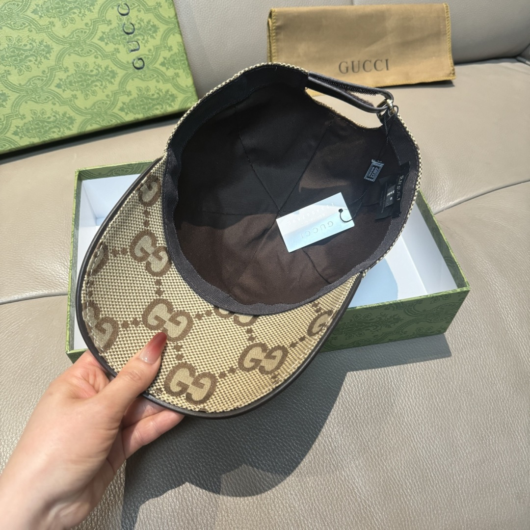 配包装布袋，Gucci古奇新款原单棒球帽， 大双G，专柜1:1开模订制，完美对花，原版帆布面料+头层牛皮