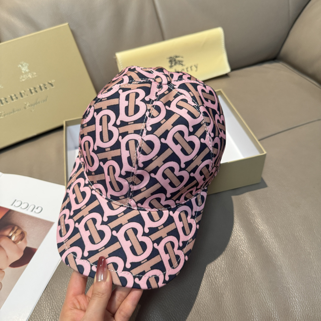Burberry 配盒子布袋 Burberry（巴宝莉）最新款棒球帽 开模订制 全新TB图纹 印花面料