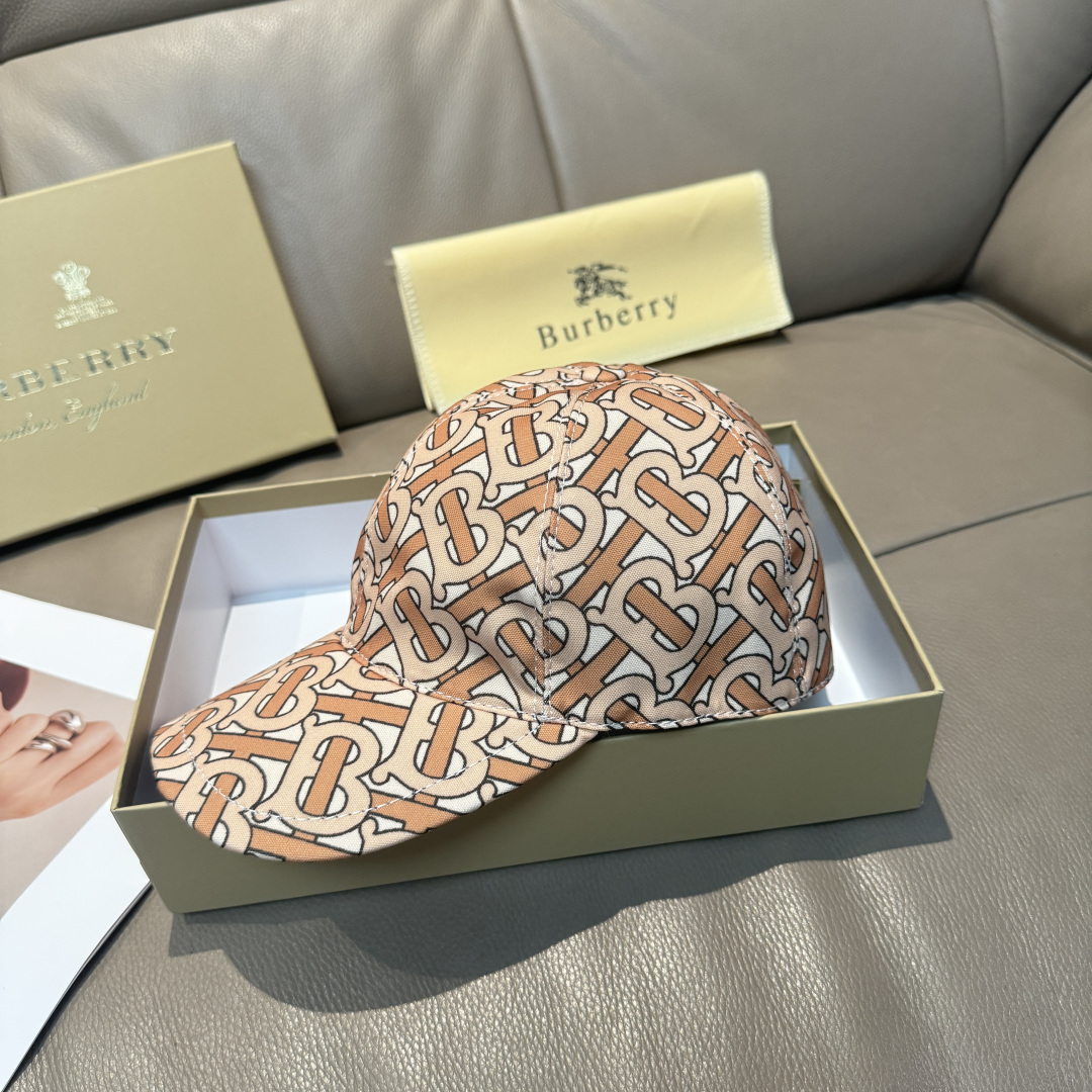 Burberry 配盒子布袋 Burberry（巴宝莉）最新款棒球帽 开模订制 全新TB图纹 印花面料