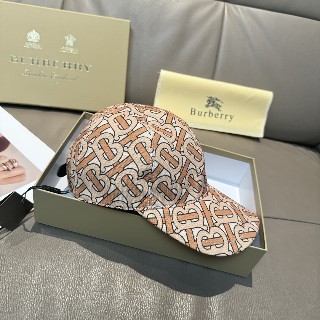 Burberry 配盒子布袋 Burberry（巴宝莉）最新款棒球帽 开模订制 全新TB图纹 印花面料