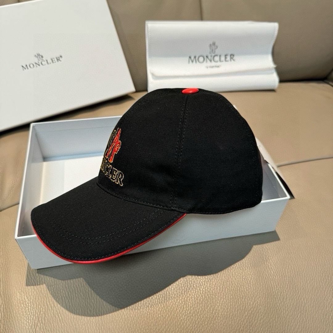 Moncler 配包装布袋 Moncler蒙口新款 棒球帽 1:1开模订制 全新立体刺绣 帆布料+头层牛皮