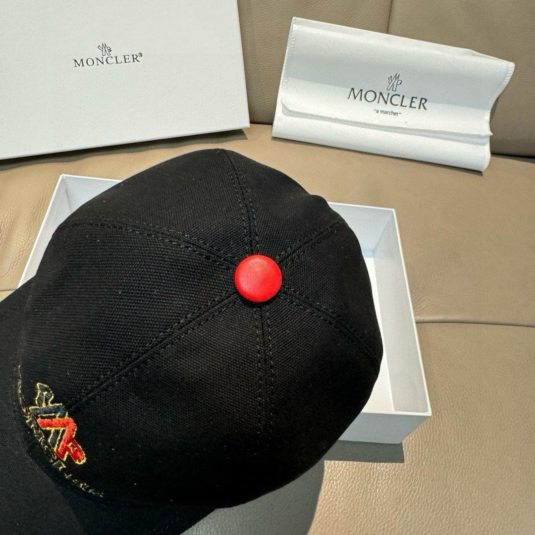 Moncler 配包装布袋 Moncler蒙口新款 棒球帽 1:1开模订制 全新立体刺绣 帆布料+头层牛皮