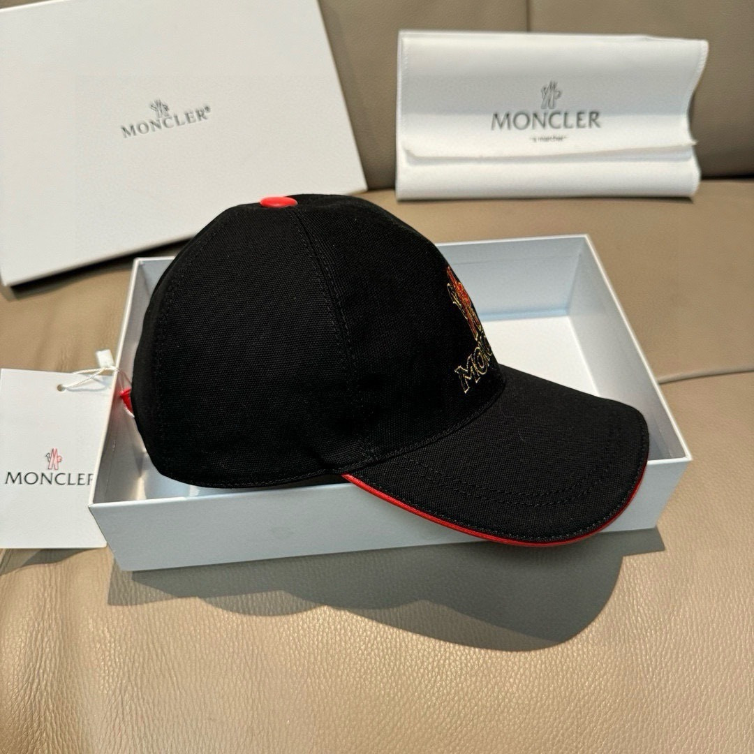Moncler 配包装布袋 Moncler蒙口新款 棒球帽 1:1开模订制 全新立体刺绣 帆布料+头层牛皮
