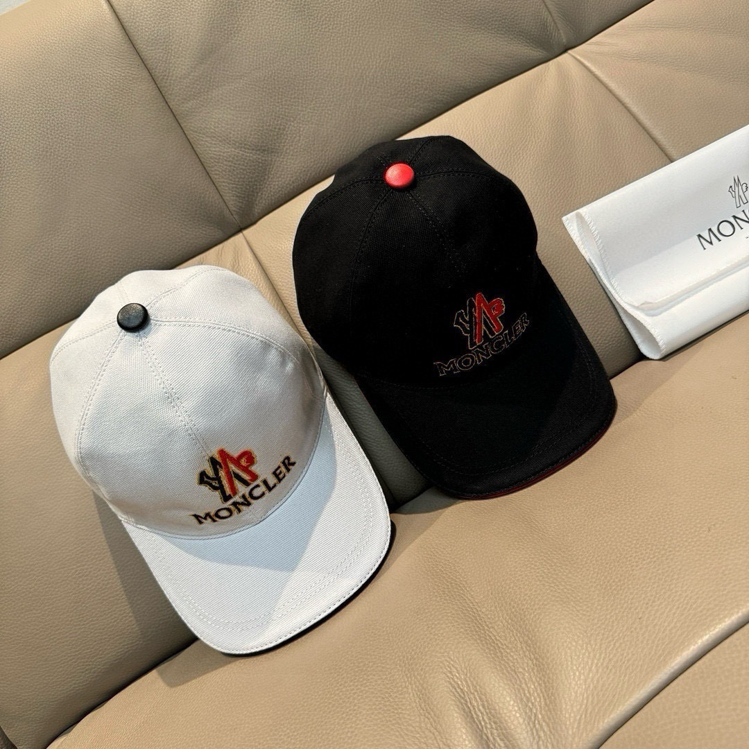 配包装布袋，Moncler蒙口新款原单棒球帽，专柜1:1开模订制，全新立体刺绣，原版帆布料+头层牛皮，纯