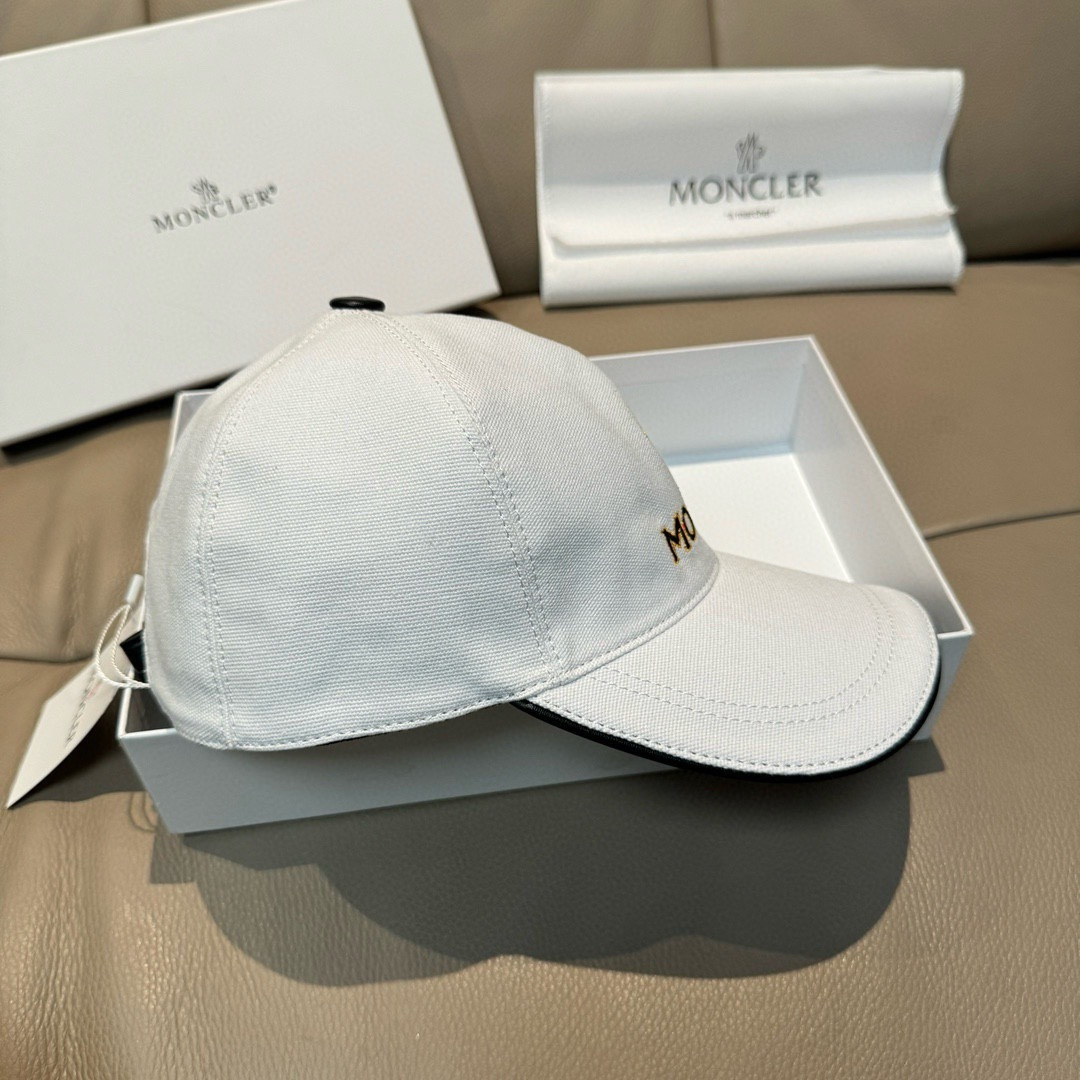 Moncler 配包装布袋 Moncler蒙口新款 棒球帽 1:1开模订制 全新立体刺绣 帆布料+头层牛皮