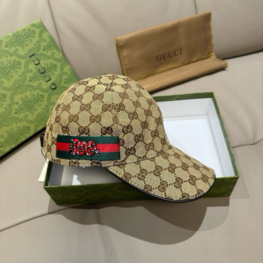 Gucci 配盒子布袋 Gucci(古奇)新款 棒球帽 刺绣小蟒蛇 1:1开模订制 重工刺绣
