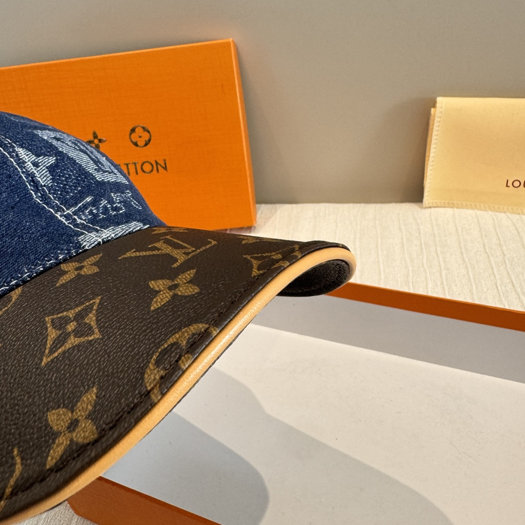 新款出货！配盒子布袋，LV(路易威登)新款原单棒球帽，老花拼接，1:1开模订制，原版纯棉布料+专柜老花布