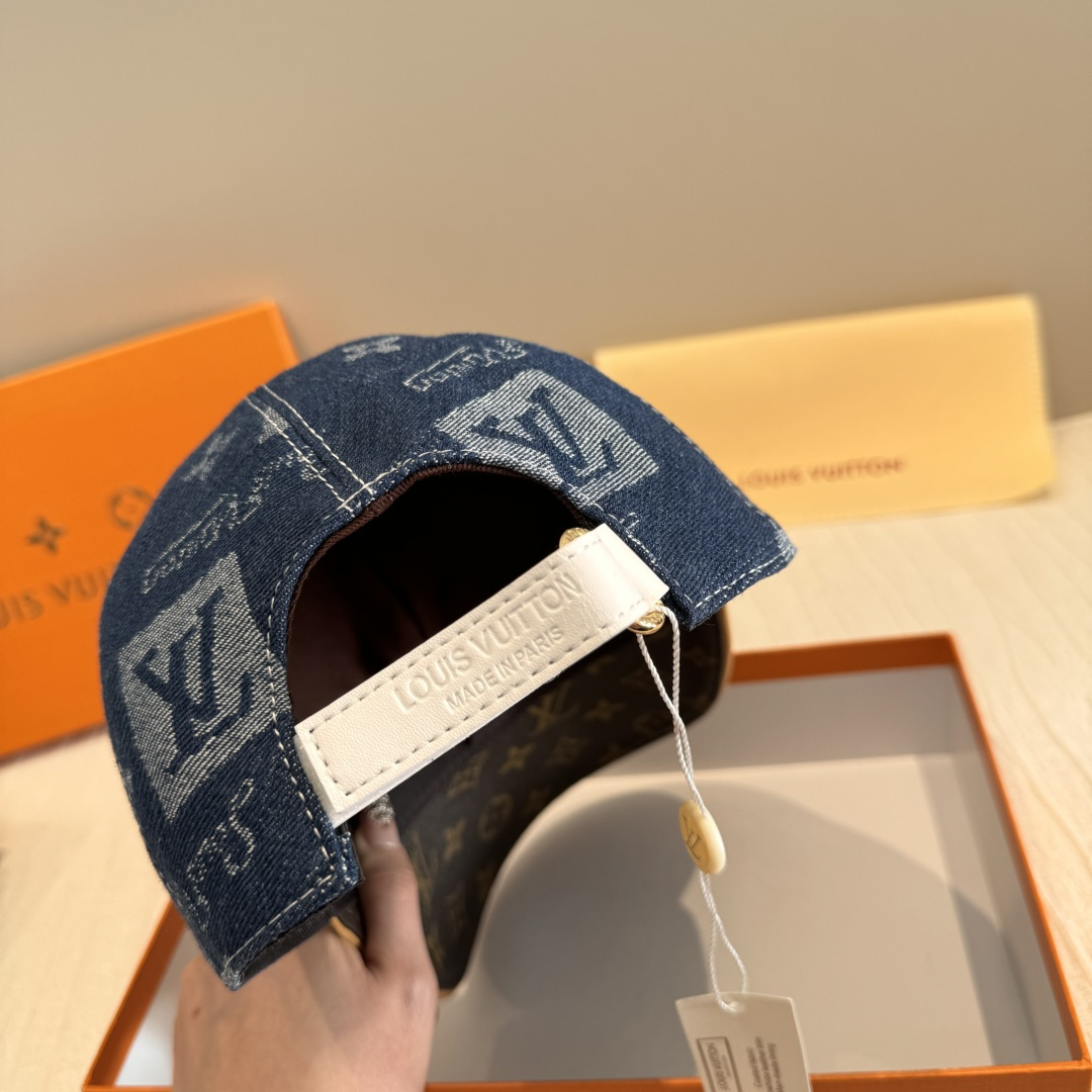 新款出货！配盒子布袋，LV(路易威登)新款原单棒球帽，老花拼接，1:1开模订制，原版纯棉布料+专柜老花布