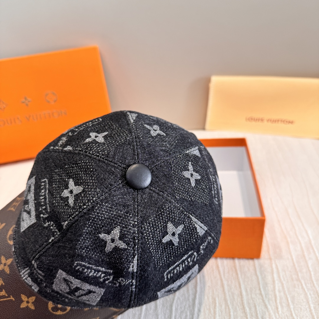 新款出货！配盒子布袋，LV(路易威登)新款原单棒球帽，老花拼接，1:1开模订制，原版纯棉布料+专柜老花布
