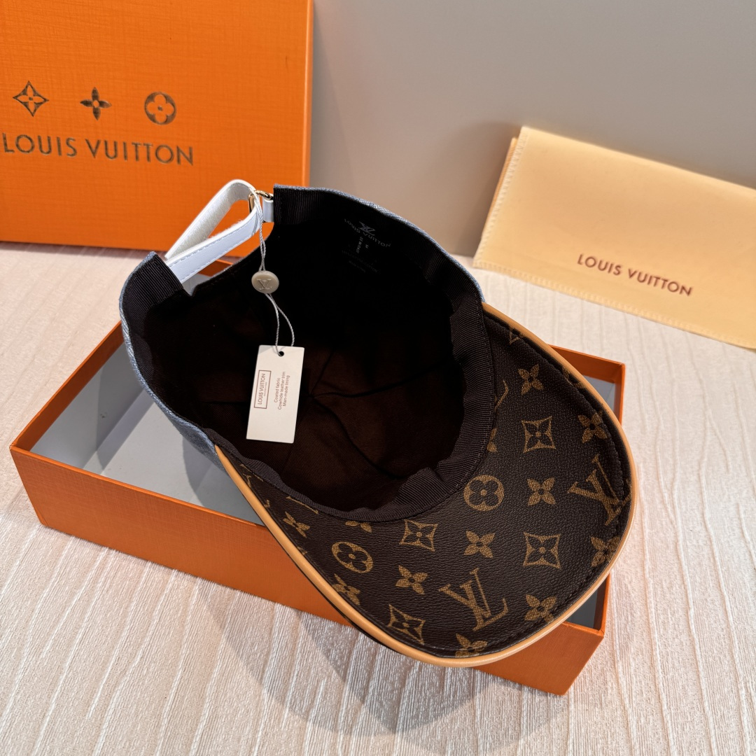 新款出货！配盒子布袋，LV(路易威登)新款原单棒球帽，老花拼接，1:1开模订制，原版纯棉布料+专柜老花布