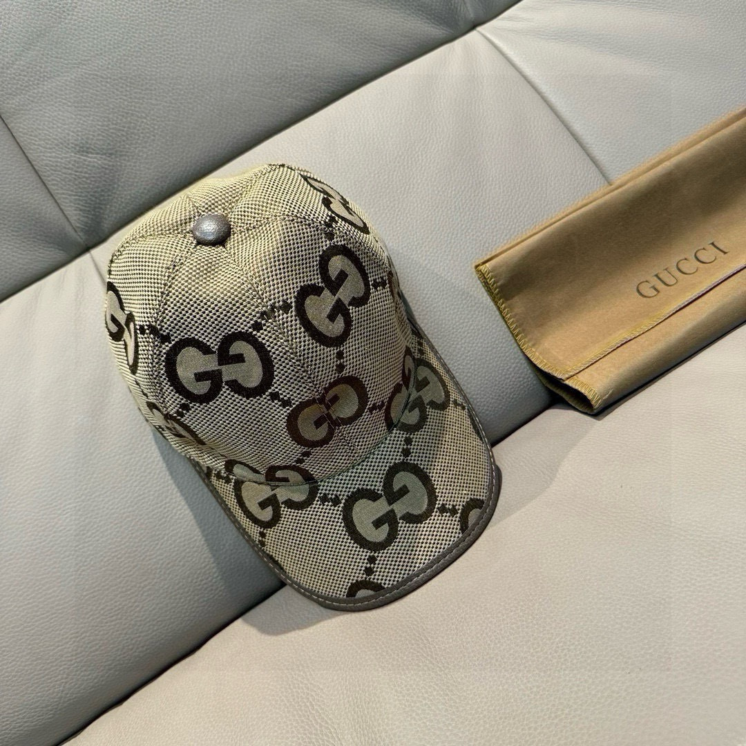 配包装布袋，Gucci古奇新款原单棒球帽， 大双G，专柜1:1开模订制，原版帆布面料+头层牛皮，轻盈透气
