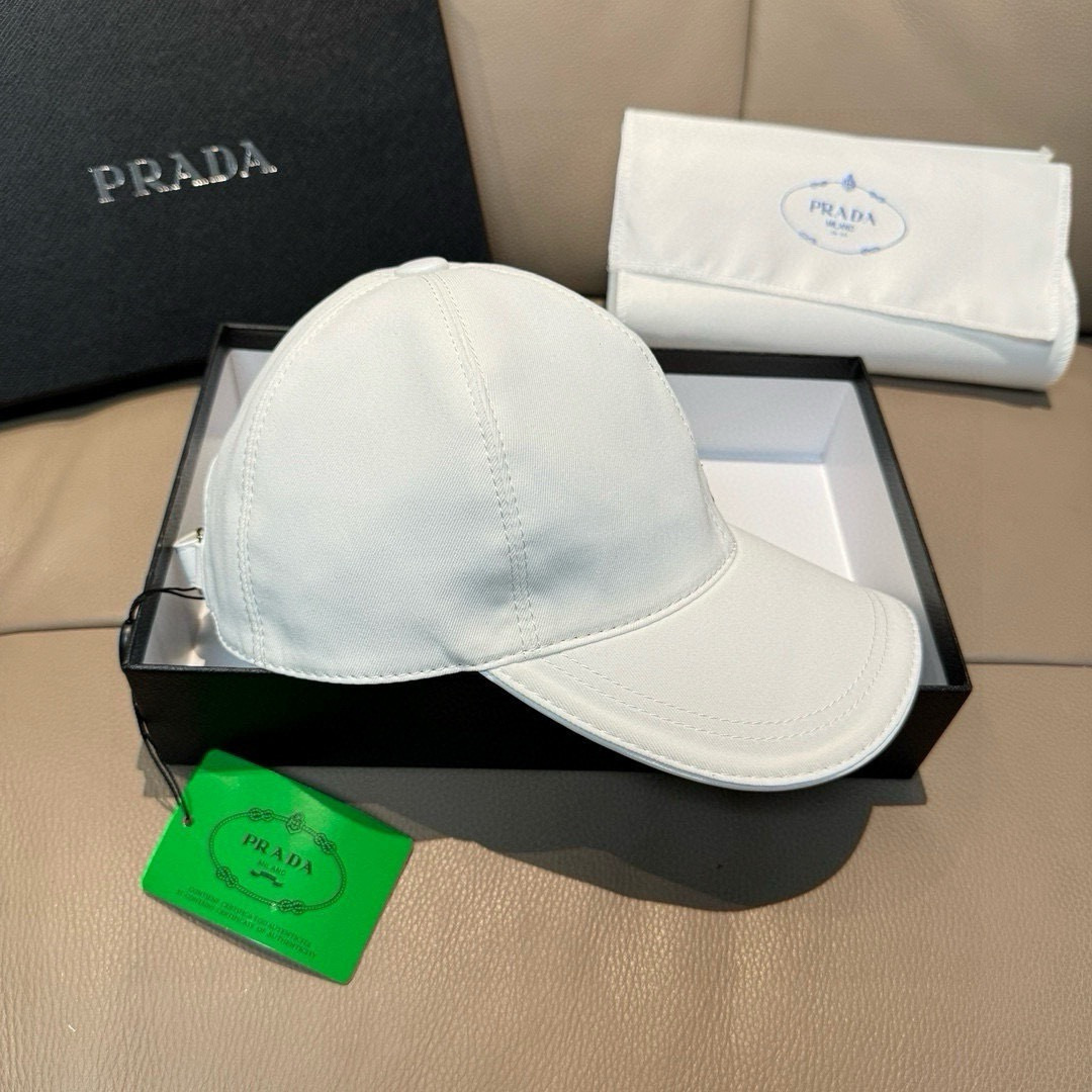 配盒子布袋，Prada(普拉达)新款原单棒球帽， 刺绣logo，专柜1:1开模订制，原版纯棉布料+头层牛